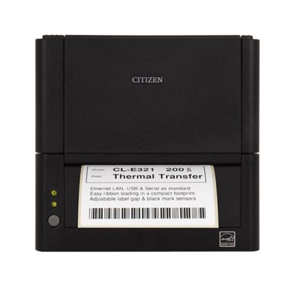 Citizen CL E321 Desktop Label Printer Front With Label