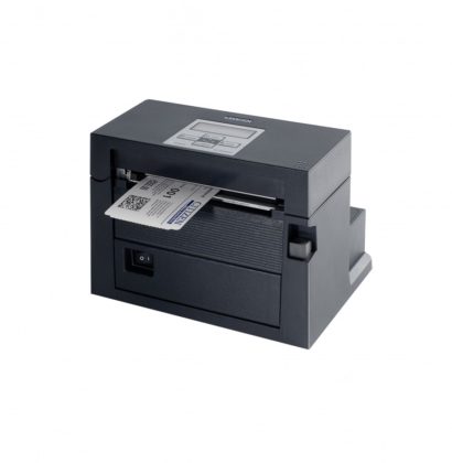 Citizen CL S400 Desktop Label Printer Left Facing With Label Alternate