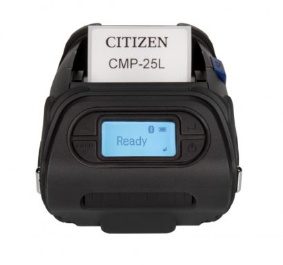 Citizen CMP 25L Portable Label Printer Facing Forward From Above