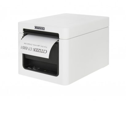 Citizen CT E651 Pos Receipt Printer Left Facing Closed White With Label