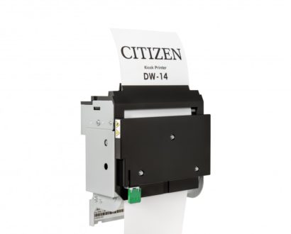 Citizen DW14 Thermal Kiosk Printer from behind back closed paper showing