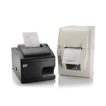 SP700 Series Dot Matrix Printer black and white variants facing each other