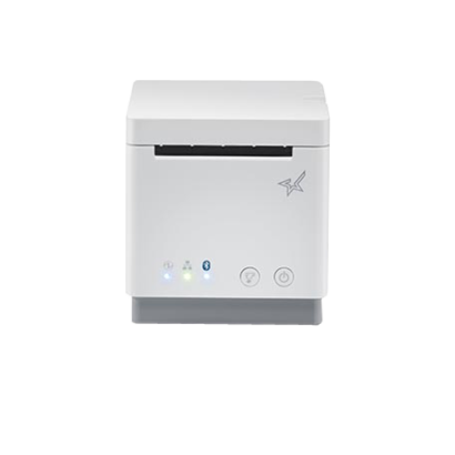 Star MC Print 2 receipt printer in white facing forward