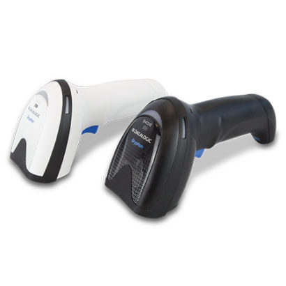 Datalogic Gryphon™ I GD4500 2D Barcode Scanner Black And White Laying Flat Left Facing
