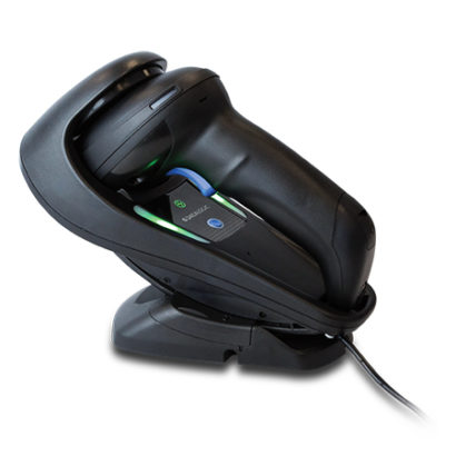 Datalogic Gryphon™ I GD4500 2D Barcode Scanner Black In Stand Left Facing