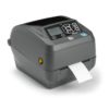 Zebra ZD500 Thermal Transfer Compact Desktop Barcode Label Printer Right Facing With Label