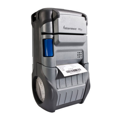 Honeywell PB21 Direct Thermal Portable Receipt Printer Left Facing With Paper