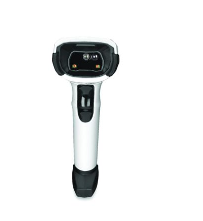 Zebra DS8108 Corded Handheld 1D and 2D Barcode Scanner nova white facing forward