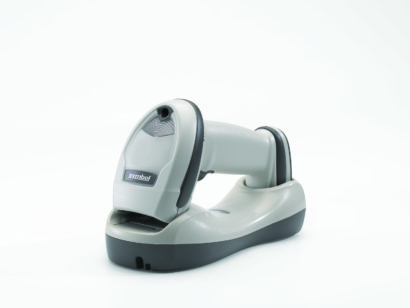 Zebra LI4278 General Purpose Cordless Linear Imager 1D Barcode Scanner white angled left face down