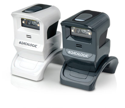 Datalogic Gryphon™ I GPS4400 On Counter Presentation Omnidirectional Bar Code Scanner black and white facing left