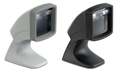 Datalogic Magellan™ 800i On Counter Presentation Omnidirectional Bar Code Scanner black and white right facing