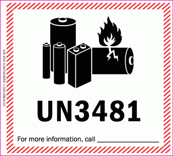 UN3481 Aerospace Battery Label