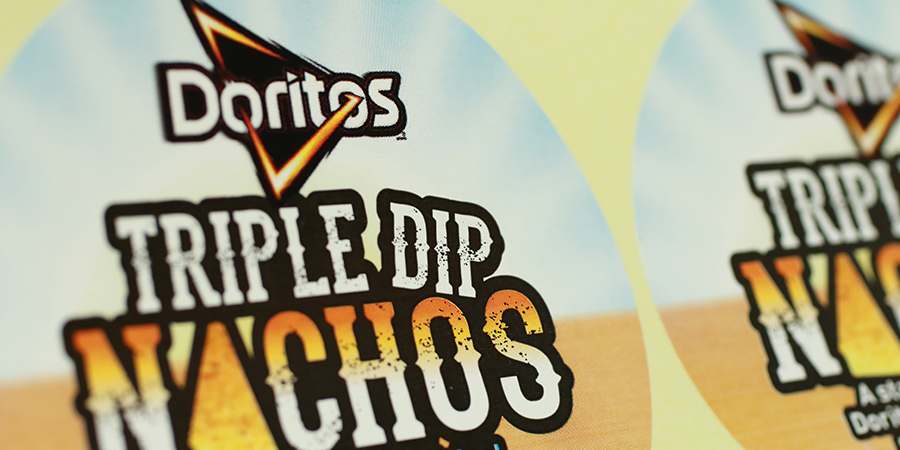Nachos Triple Dip shaped label