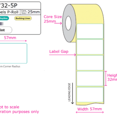 DT5732 5P Direct Thermal Labels on Rolls 57 by 32mm