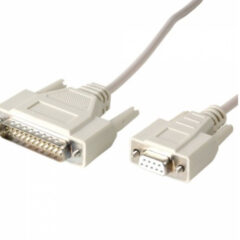 RS232 Cable White DK234WE50 for reliable serial communication between computers and peripherals, compatible with various industrial and networking devices.