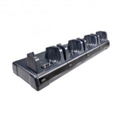 Honeywell CN51 Flex Dock four charging station DX4A2555500, black multi-slot desktop charger designed to simultaneously charge four Honeywell CN51 devices for efficient and organized charging.