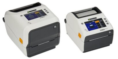 Zebra ZD621 HC Premium Healthcare Desktop Label Printers - Thermal Transfer on left, Direct Thermal on right