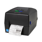 Printronix T800 Series 4-Inch Enterprise Desktop RFID Printer. Black compact design. Printing RFID-enabled labels and barcodes. Ideal for enterprise-level asset tracking and inventory management.